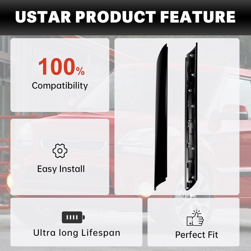 USTAR 861802K500 861702K500 Windshield Pillar Trim Panel Molding Fit for Kia Soul 2010-2013 861802K500 861702K500 Black Left Right Pair - Image 4